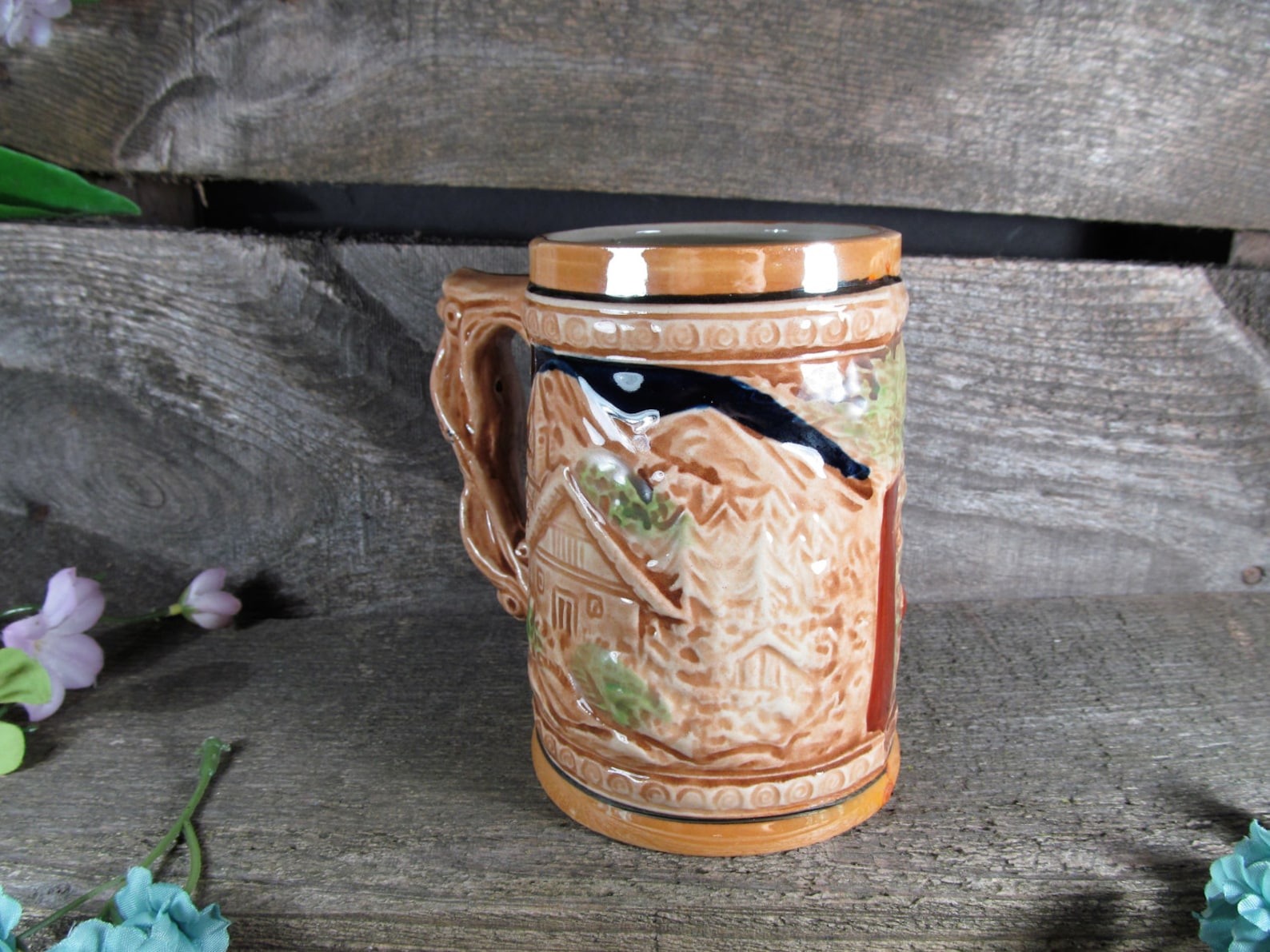 Beer Stein Ceramic Beer Mug Vintage Barware and Saloon Etsy