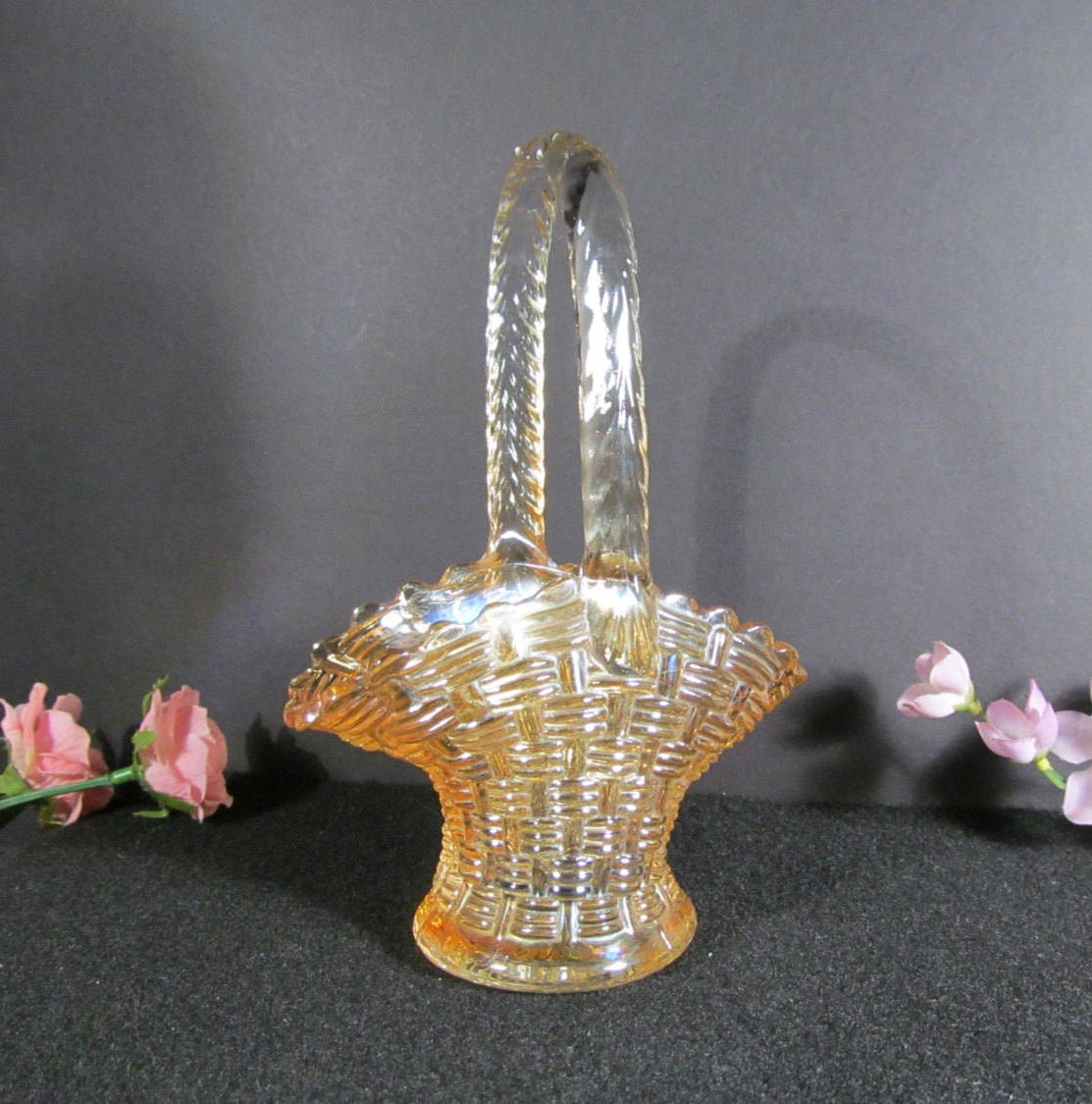 Dugan Duncan Carnival Glass Basket Weave Brides Basket in Etsy