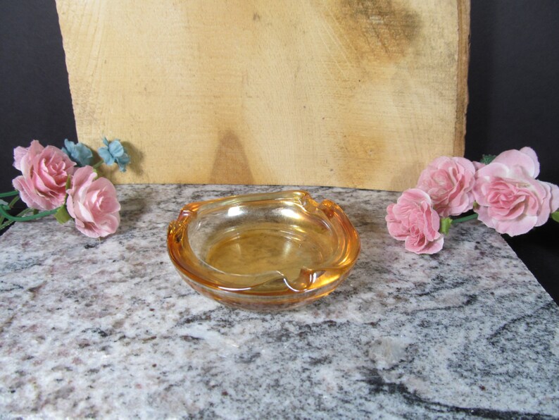 Small Glass Nesting Ashtray Replacement Peach Luster Etsy