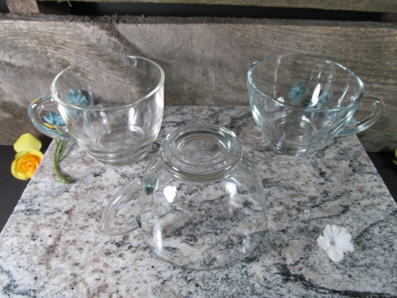 Clear Glass Set of 3 Snack Set Tea Cups Juice Cups Etsy