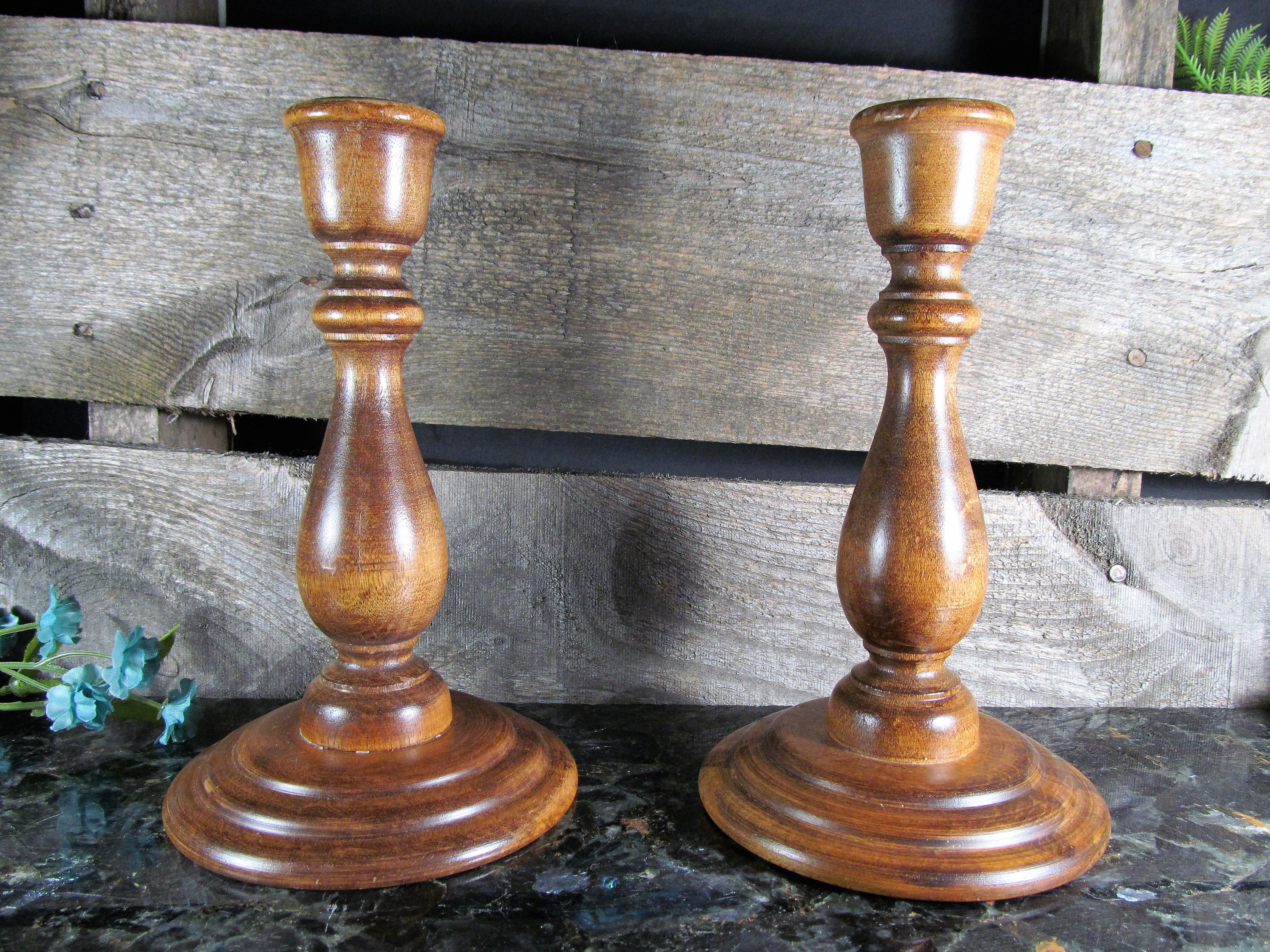Vintage Candlestick Holders Solid Wood Cornwall Wood Etsy