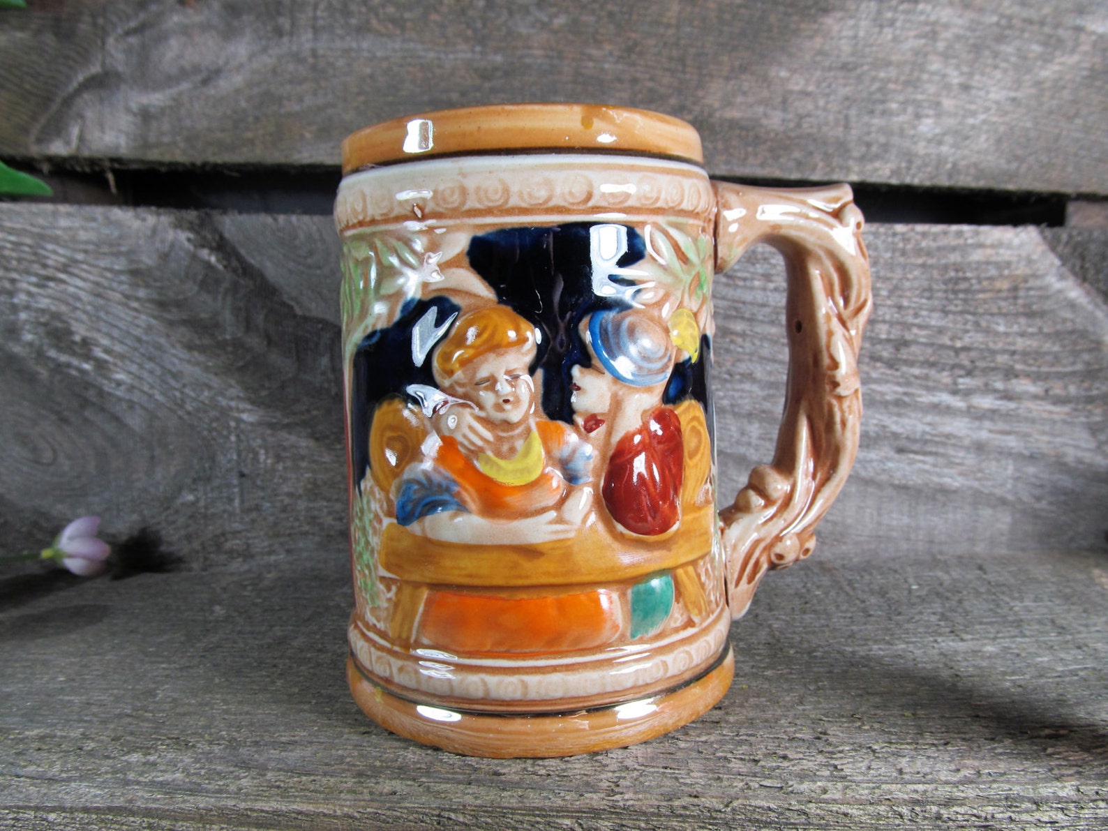 Beer Stein Ceramic Beer Mug Vintage Barware and Saloon Etsy