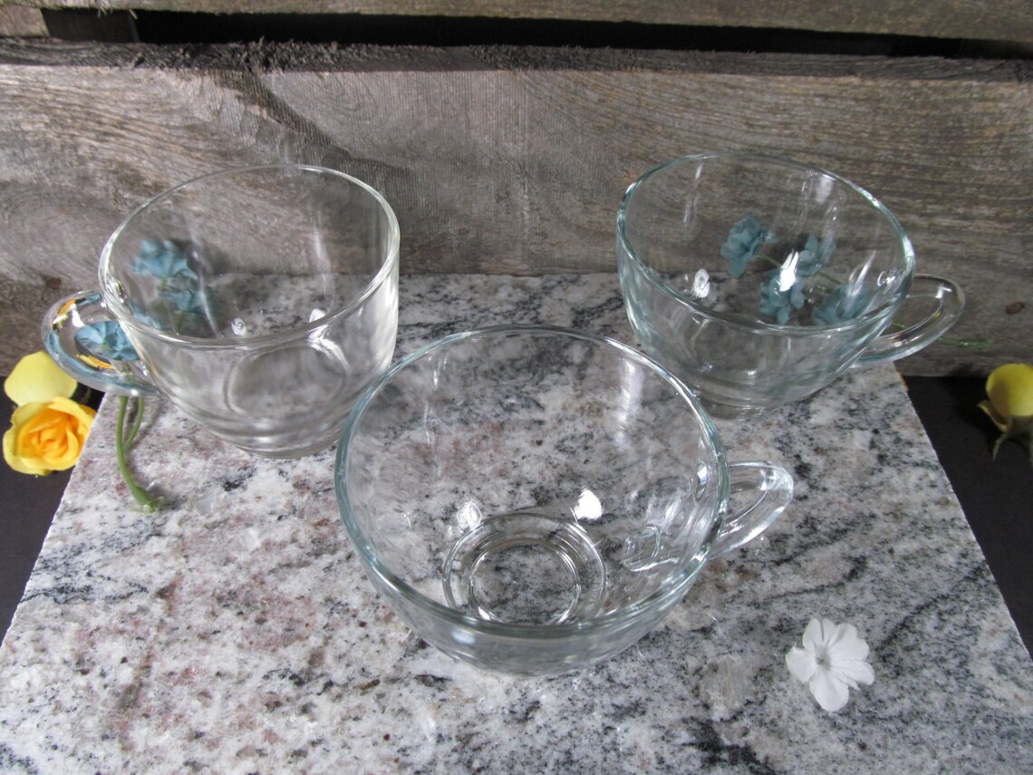 Clear Glass Set of 3 Snack Set Tea Cups Juice Cups Etsy