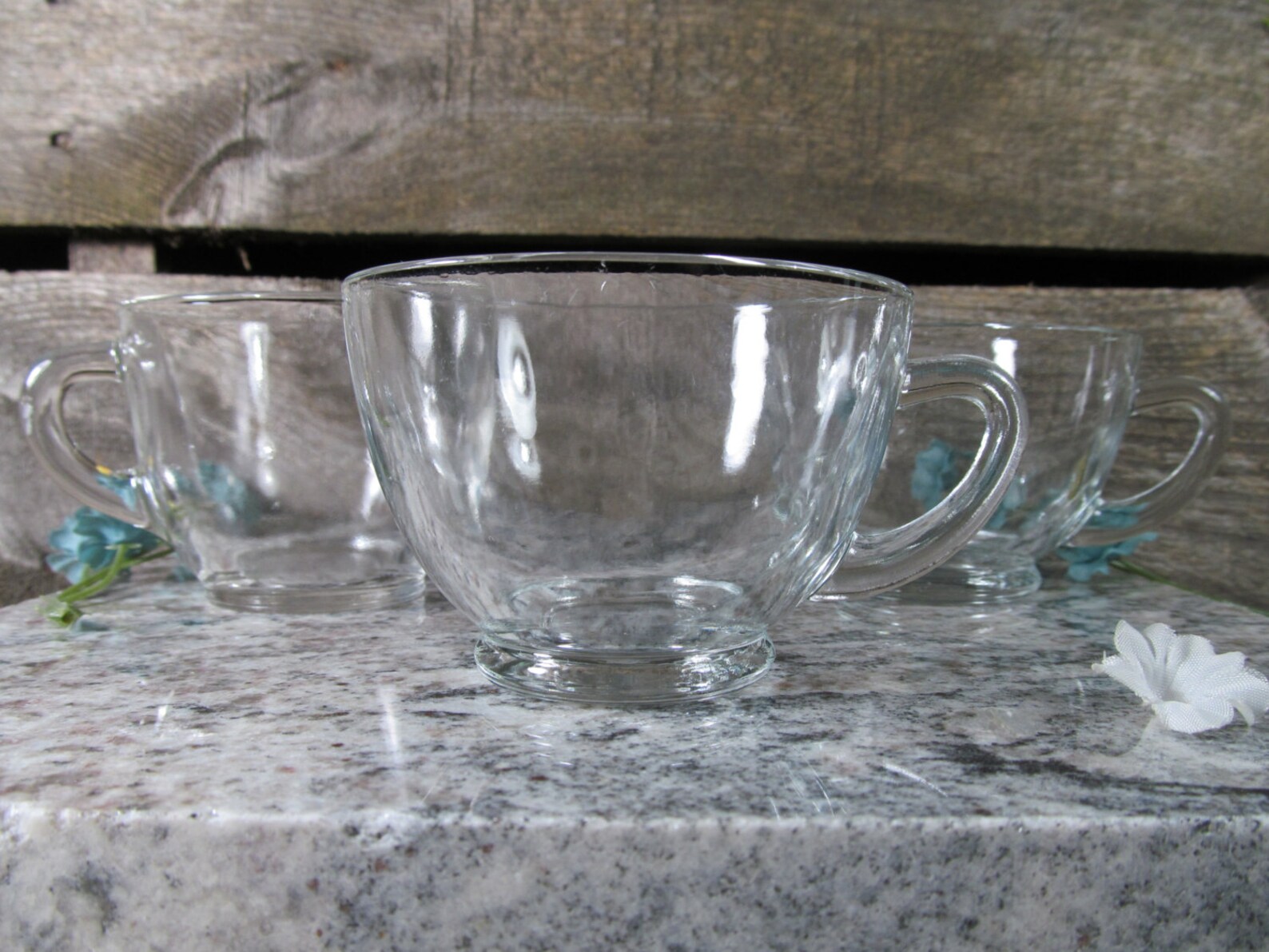 Clear Glass Set of 3 Snack Set Tea Cups Juice Cups Etsy
