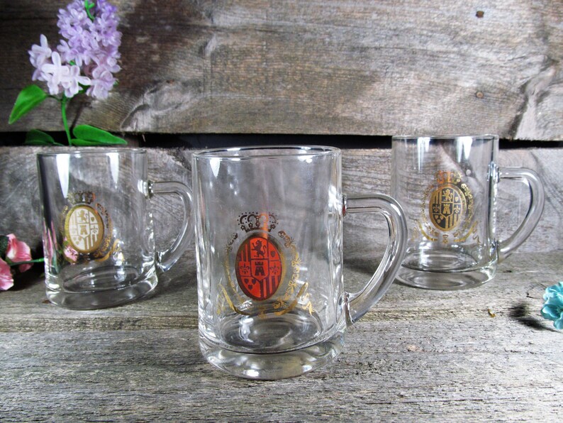 Heavy Glass Beer Mugs, Set of 3, Retro Clear Glass Beer Steins, Vintage Saloon Decor, Home Decor