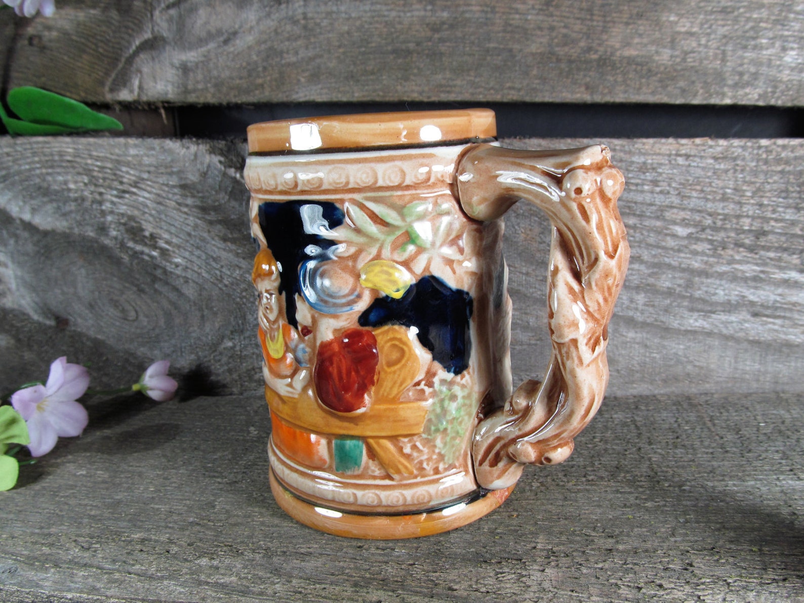 Beer Stein Ceramic Beer Mug Vintage Barware and Saloon Etsy
