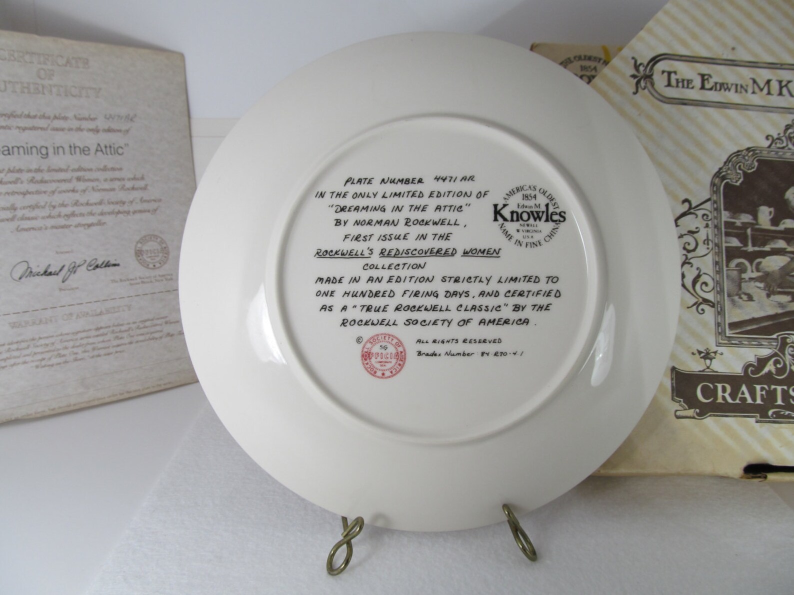 Edwin M. Knowles Fine China, Norman Rockwell dreaming in the Attic 1981