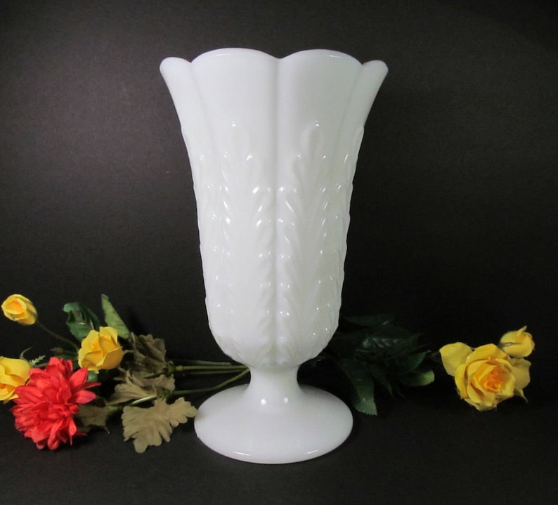 Milk Glass Large Vase EO Brody of Cleveland OH. USA Tall Etsy