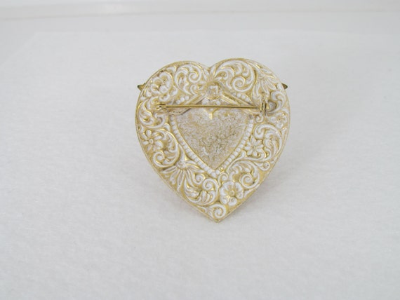 Victorian Fashion Pin, Heart Shaped Wtih Roses, O… - image 3