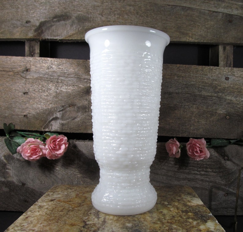 Wedding Vase Milk Glass Tall Textured Vase Centerpiece Bodas