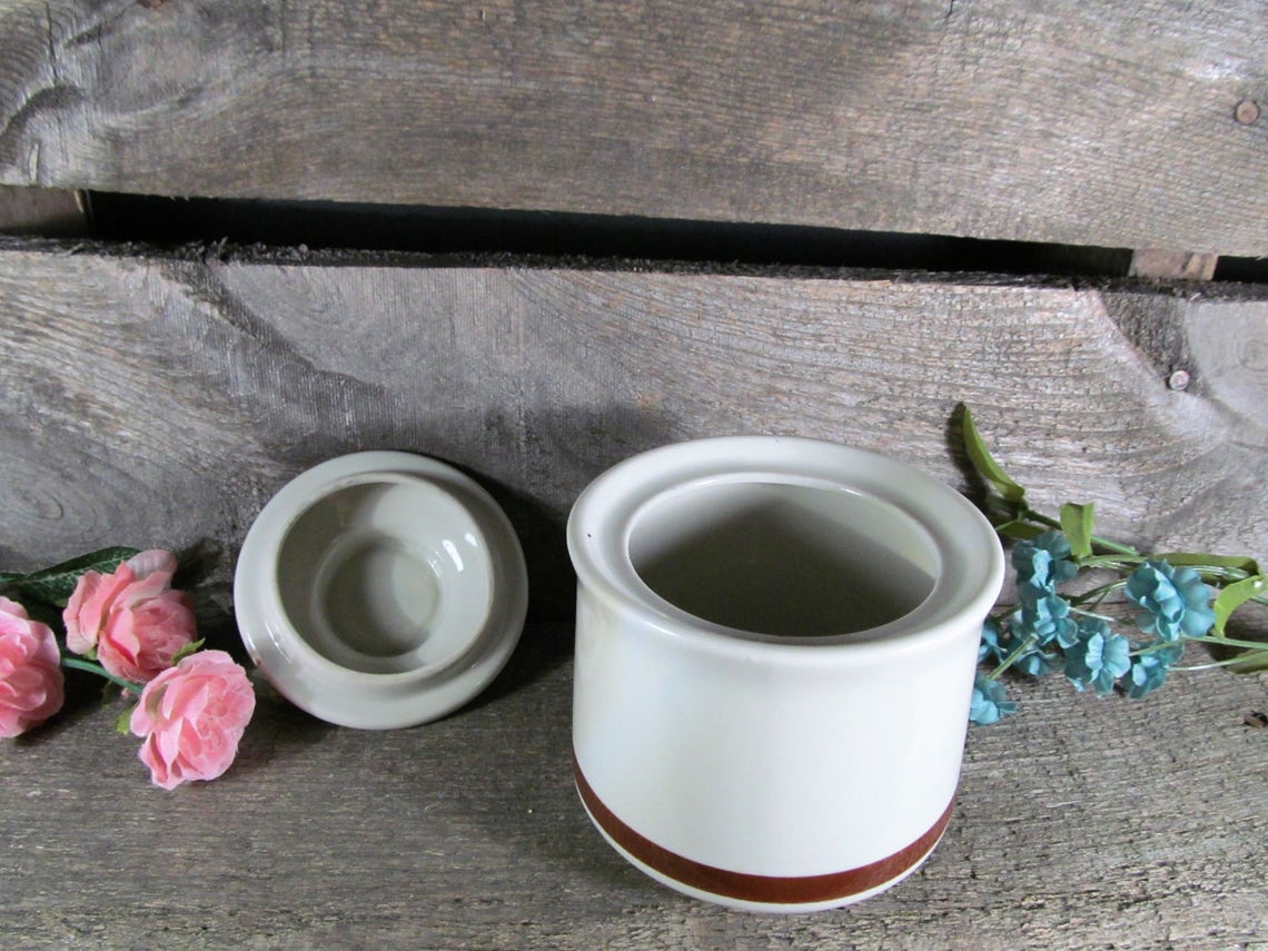 Stoneware Jar and Lid Brown Band Serving Bowl or Bean Pot Etsy