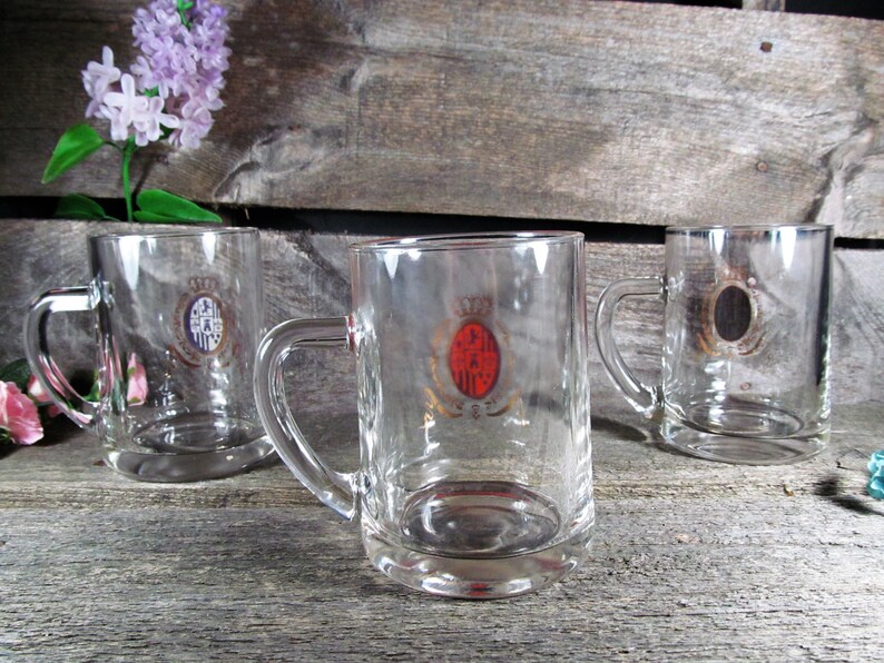 Heavy Glass Beer Mugs, Set of 3, Retro Clear Glass Beer Steins, Vintage Saloon Decor, Home Decor