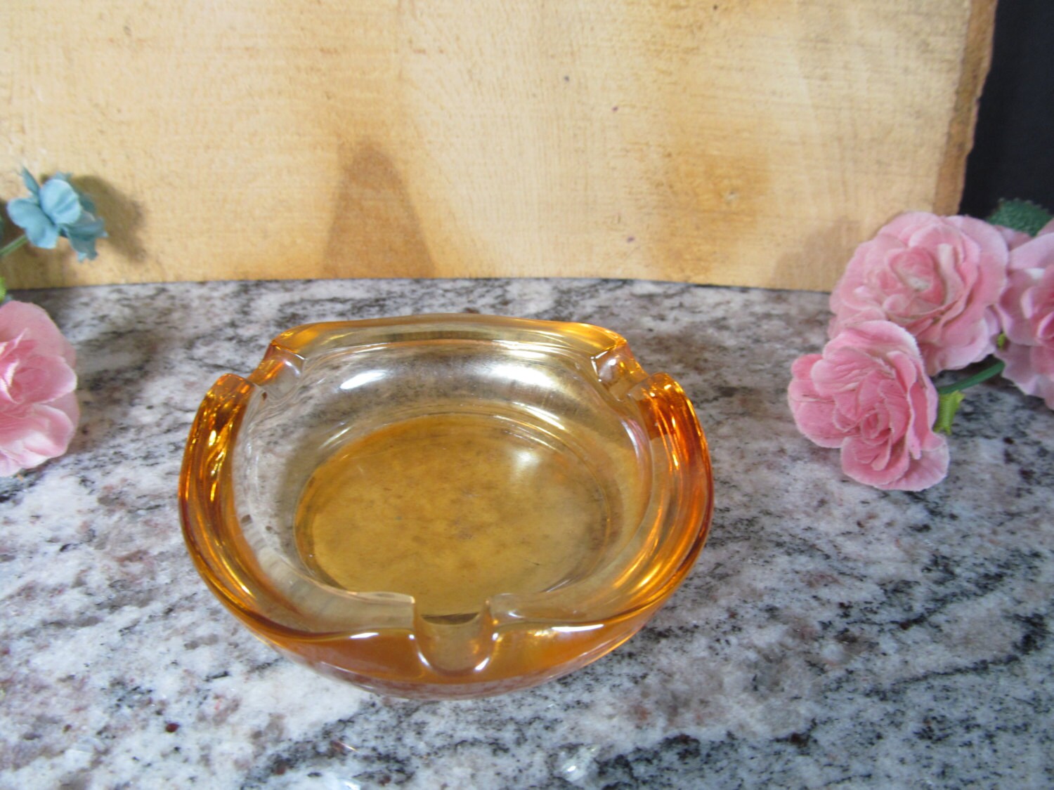 Small Glass Nesting Ashtray Replacement Peach Luster Etsy