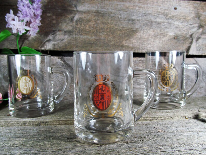 Heavy Glass Beer Mugs, Set of 3, Retro Clear Glass Beer Steins, Vintage Saloon Decor, Home Decor