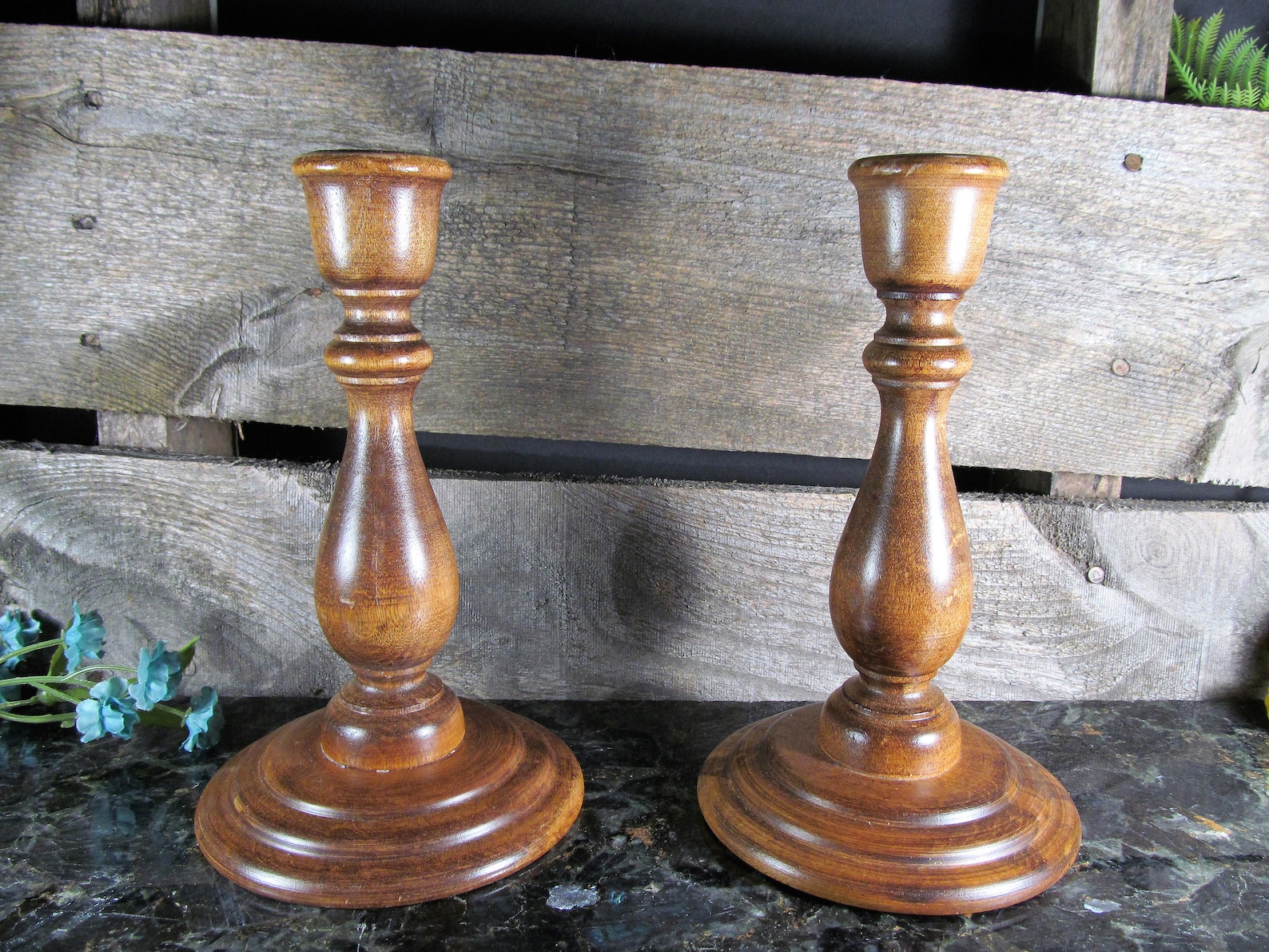Vintage Candlestick Holders Solid Wood Cornwall Wood Etsy