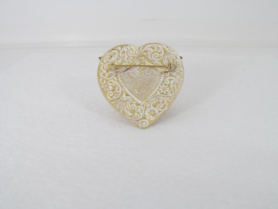 Victorian Fashion Pin, Heart Shaped Wtih Roses, O… - image 2