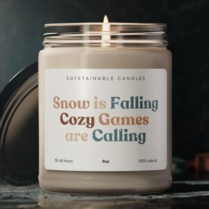 Snow is Falling Gemütliche Spiele sind Calling Candle, Winter-Gamer-Kerze, Sojawachs-Kerze, gemütliches Gaming-Geschenk, Gaming Einrichtung Decor, Winterkerze