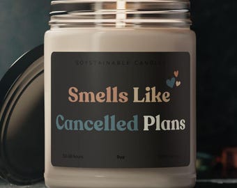 Smells Like Cancelled Plans Candle, Introvert Gift, Funny Candle for Homebodies, Soy Wax Candle, Cozy Night In Candle, Self-Care Candle