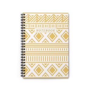 Elegant Spiral Notebook - Ruled Line, Stylish Journal for Notes, Gift for Students, Gold Patterned Notepad, School Supplies, Writing, Doodle