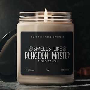 Smells Like Dungeon Master D&D Soy Candle - 9oz Natural Long-Lasting Candle - Unique Dungeons and Dragons Gift - 50-60 Hours Burn Time