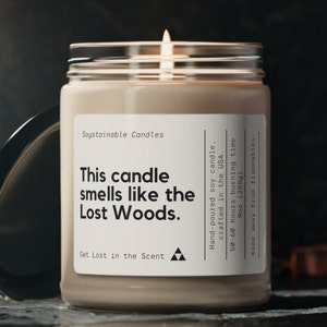 9oz Soy Candle | &quot;Lost Woods&quot; | &quot;Get Lost in the Scent&quot; | Game Inspired | Video Game Theme Candle
