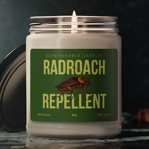 Radroach Repellent Candle, Fallout Inspired Soy Candle ,Nerdy Gamer Gift, Wasteland Survival Decor, Funny Post Apocalyptic Candle