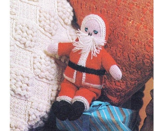 Vintage Knit Sweet Santa Doll christmas decor or gift instant download knitting pattern