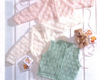 Baby Cardigans and Gilet to Knit DK yarn instant download knitting pattern