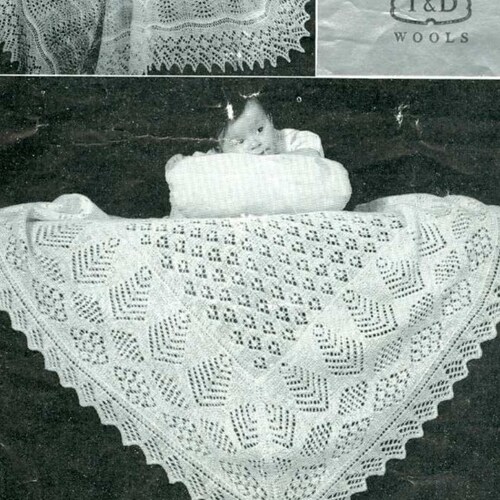 Vintage Baby Blanket Knitting Pattern Knit Lacy Shawl Blanket Etsy