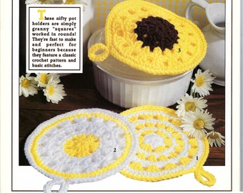 Crochet Pot Holders Granny Circles potholder instant download crochet pattern