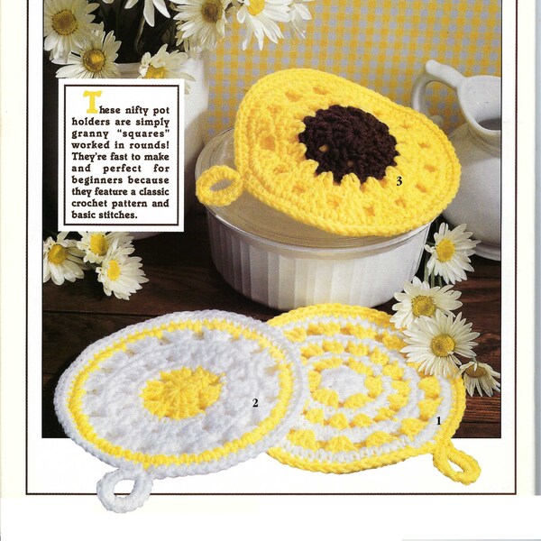 Crochet Pot Holders Granny Circles potholder instant download crochet pattern