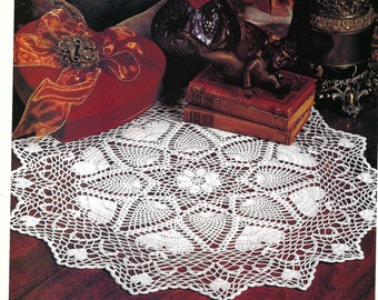 Vintage Crochet Pineapple heart Doily instant download crochet pattern