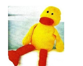 Vintage Knit Sitting Duck cute toy easter spring knit pattern instant download