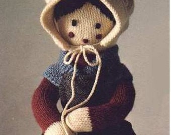 knit Prairie Doll with Bonnet grandmother doll instant download knitting pattern