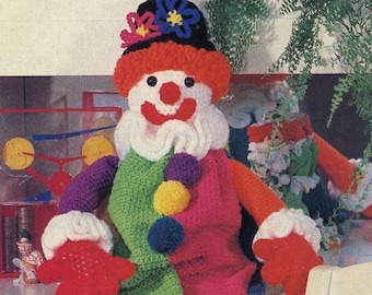 Vintage Crochet Big Floppy Clown Doll Toy instant download crochet pattern