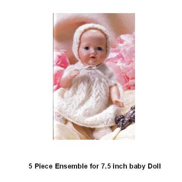 Vintage Doll Clothes to fit 7.5 inch baby dolls layette set instant download knitting pattern