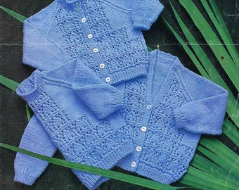 Vintage Baby Cardigans Sweater to Knit DK yarn instant download knitting pattern