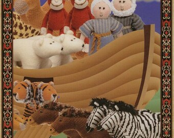 Vintage pdf knit Noahs Ark Noah Dolls and animals toys pattern instant download knitting pattern