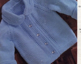 Emu 8244 Easy to knit vintage baby jacket perfect for baby boy instant download knitting pattern