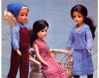 Vintage Robin 13077 Knitting Pattern Fashion Doll Clothes for Girl Doll in 4ply yarn knit pattern instant download knitting pattern