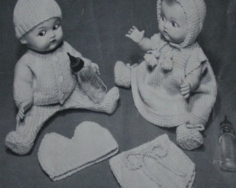 Pdf Knit Doll Clothes Boy Girl Baby Dolls 11 inch instant download knitting pattern