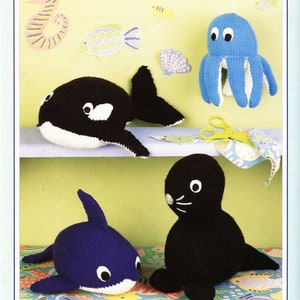 Vintage knit pdf By the Seas Animals Toys instant download knitting pattern