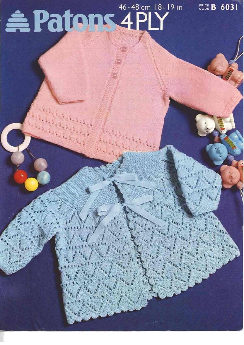Vintage Knit Pattern Patons 6031 Baby Matinee Coats 2 styles Etsy
