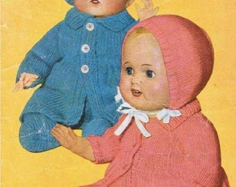 Vintage Doll Clothes to knit for Boy and Girl Baby Dolls digital download knitting pattern