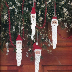Digital Vintage Plastic Canvas Santa Icicle Ornaments download pattern