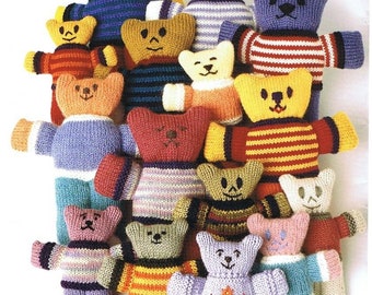 vintage knitting teddy bear little pocket doll or big bear dolls to knit instant download knitting pattern