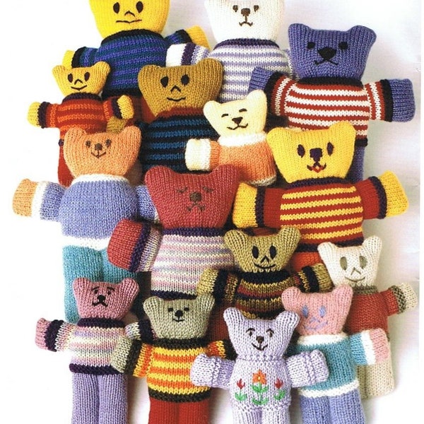 vintage knitting teddy bear little pocket doll or big bear dolls to knit instant download knitting pattern