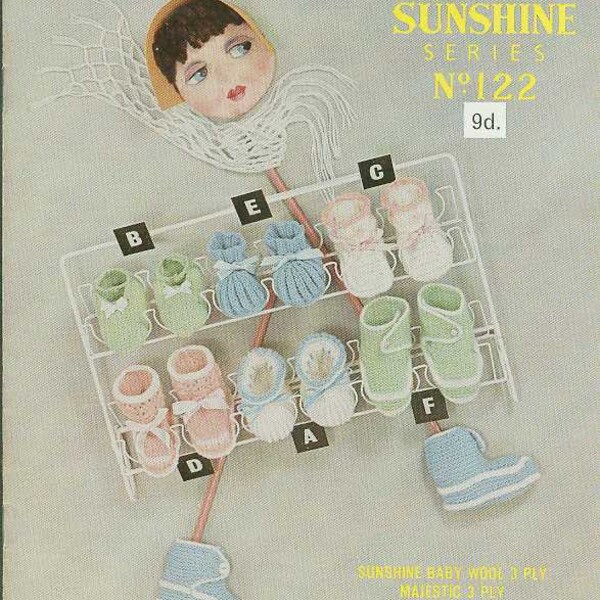 Vintage Knit Baby Booties 6 styles knitting pattern instant download knitting pattern