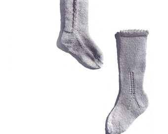 Vintage Knit Pattern Children's Socks instant download