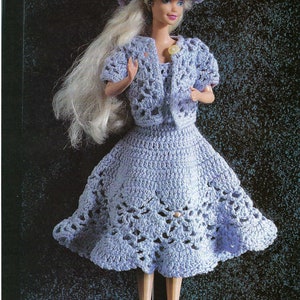 Vintage Crochet Fashion Doll Dresses outfits set of 3 download crochet pattern